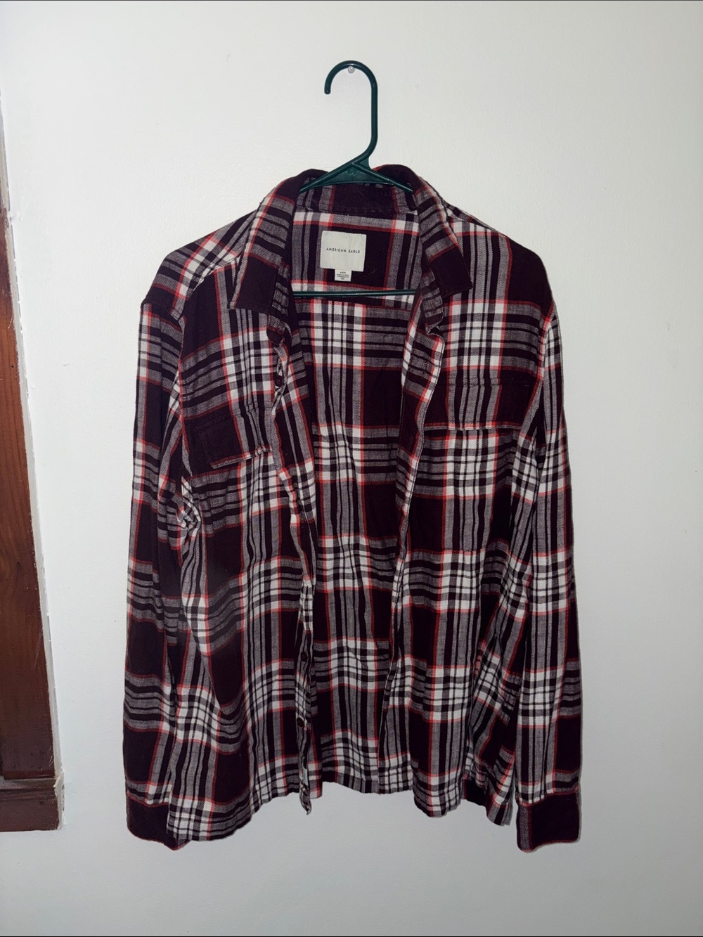 American Eagle Outfitters Black and Red Plaid Shirt Jacket